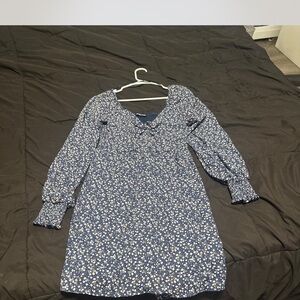 Charlotte Russe Blue and White Bishop Sleeve Sundress